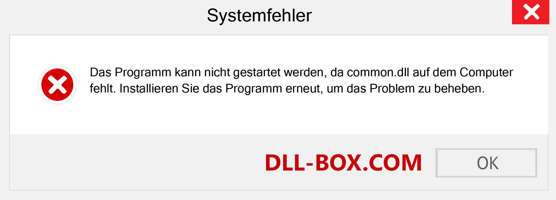 common.dll-Datei fehlt?. Download für Windows 7, 8, 10 - Fix common dll Missing Error unter Windows, Fotos, Bildern